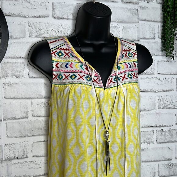 One September Anthropologie Yellow Boho Hippie Tassel Tank Top Shirt XS - Picture 4 of 9